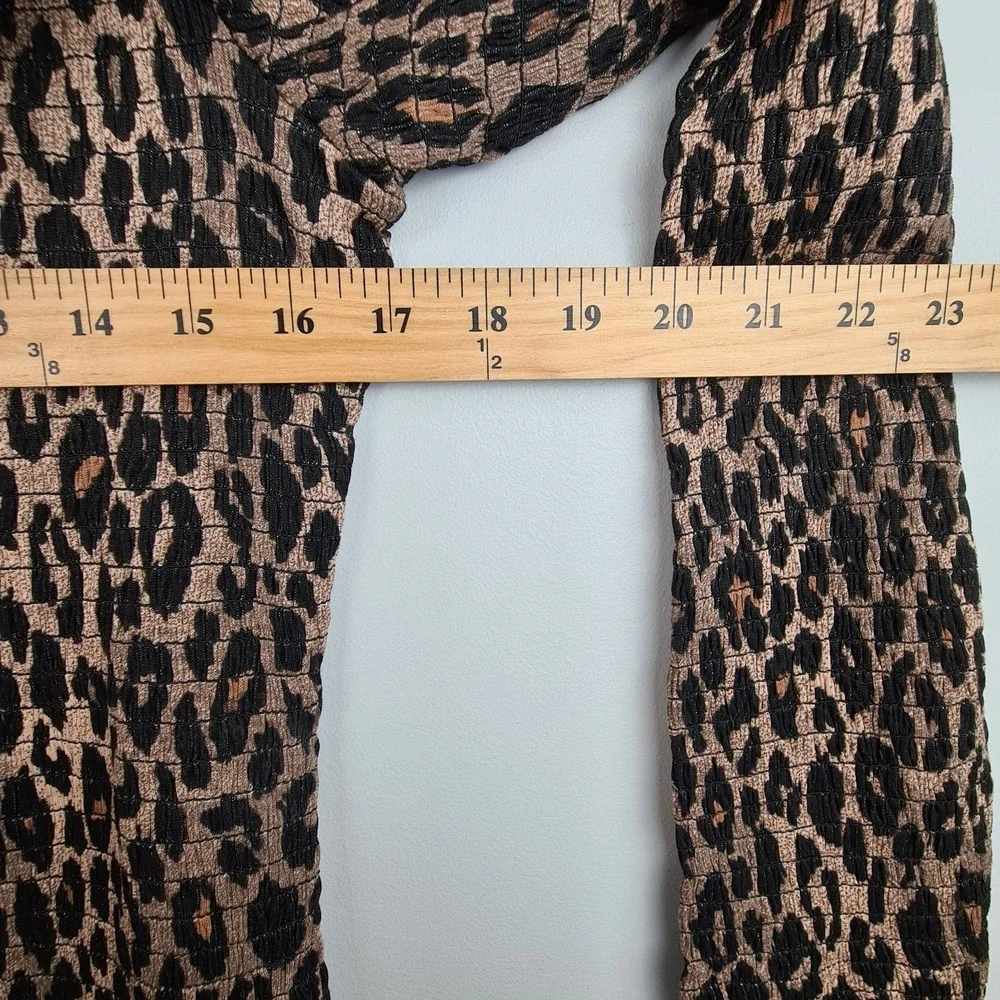 ASOS Women's Leopard‎ Bodycon Mini Party Dress 8 High Neck Long Sleeve Smocked